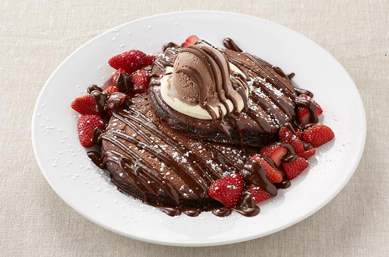 Chocolate pancake with strawberries