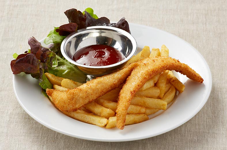 Fish, fries and salad