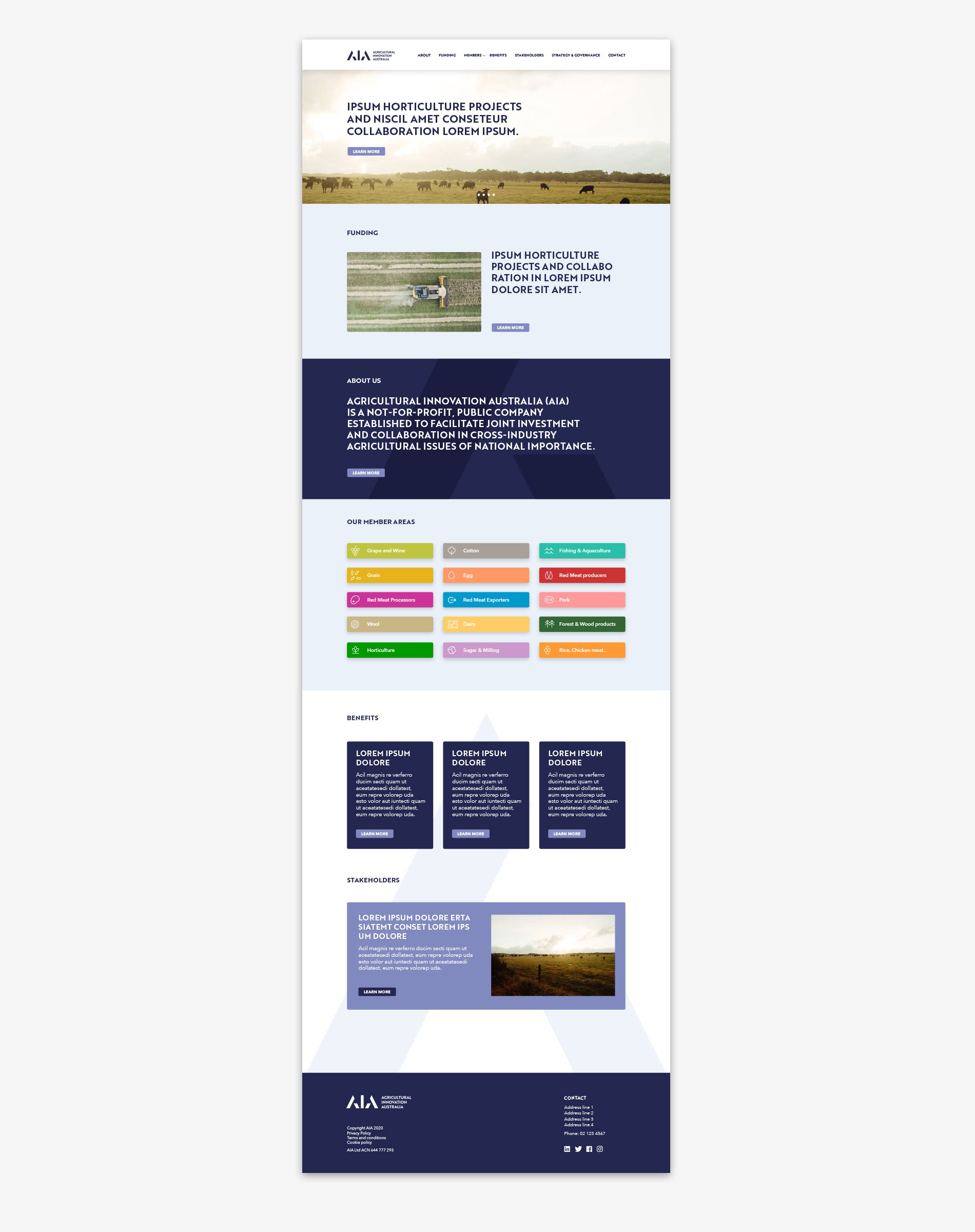 AIA – Agricultural Innovation Australia Website Mock ups
